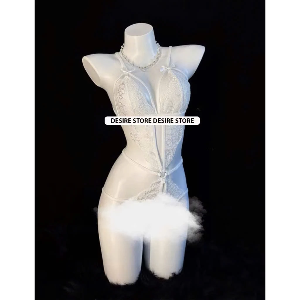 Desire Store, Bodysuit ren Jump ren xuyên thấu xẻ đáy cosplay gợi cảm sexy VN-8656-1 - Trắng image 7 of 9
