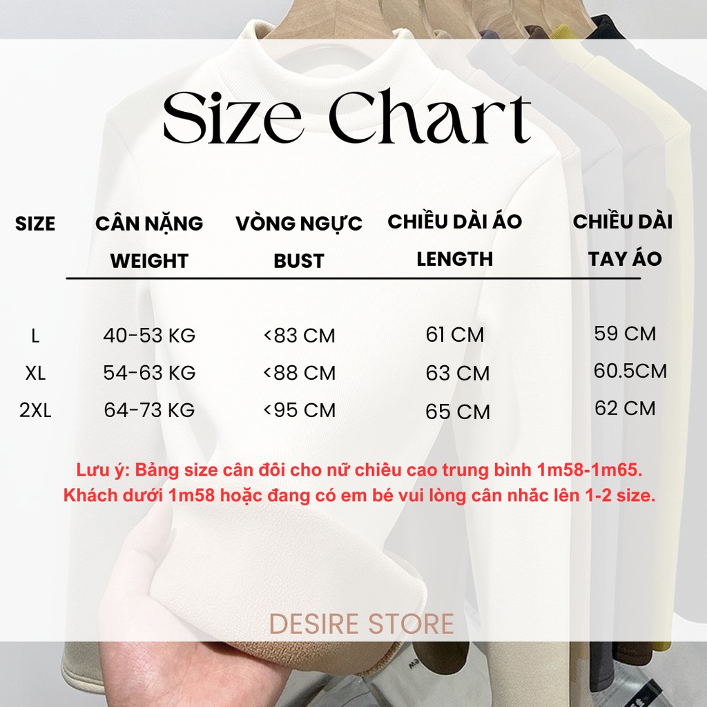 Desire Store, Áo cổ lọ chất Nhung len tăm lót lông cừu dày giữ nhiệt mùa đông ấm áp DESIRE H331 image 10 of 16