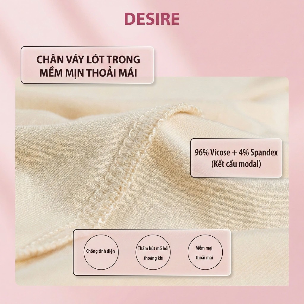 Desire Store, Chân Váy lót thun modal  (gỗ sồi) dáng xòe rộng thoải mái - Chân váy mặc lót thun mịn mát Desire VN-064 image 5 of 40