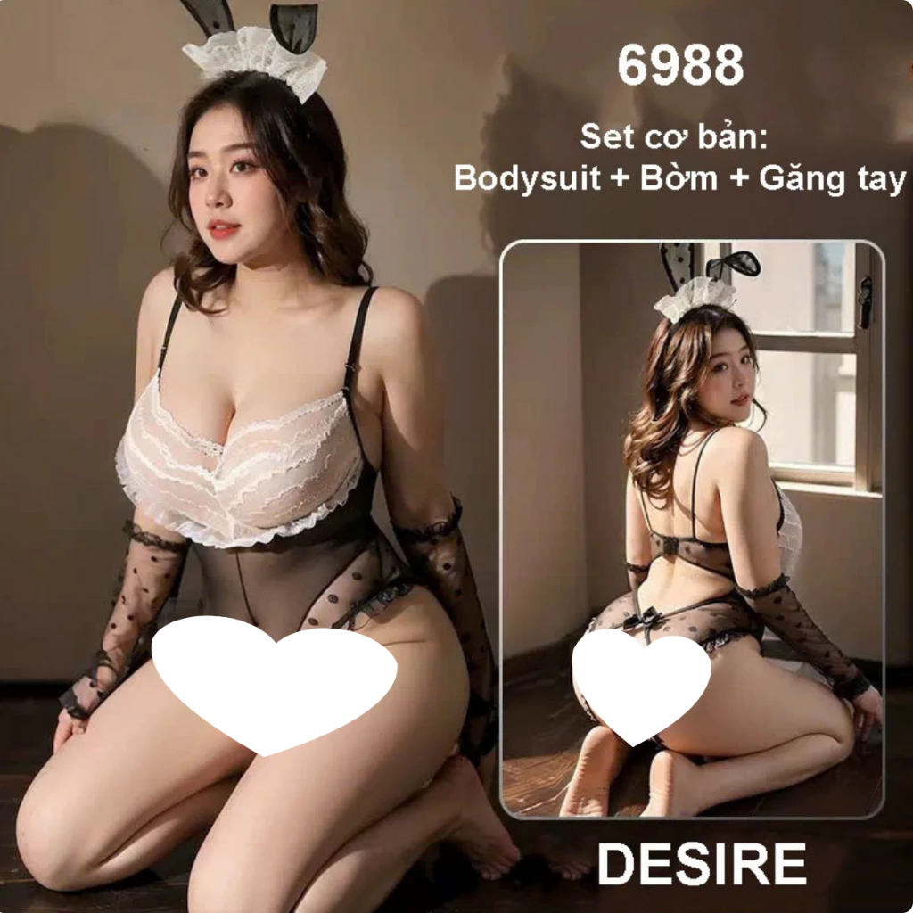 Desire Store, [40-80KG] Bigsize Set Cosplay Cô Nàng Thỏ sexy 6988 - Bodysuit ren lưới xẻ đáy cao cấp DESIRE - Set cơ bản, Bigsize (60-80kg) image 10 of 10