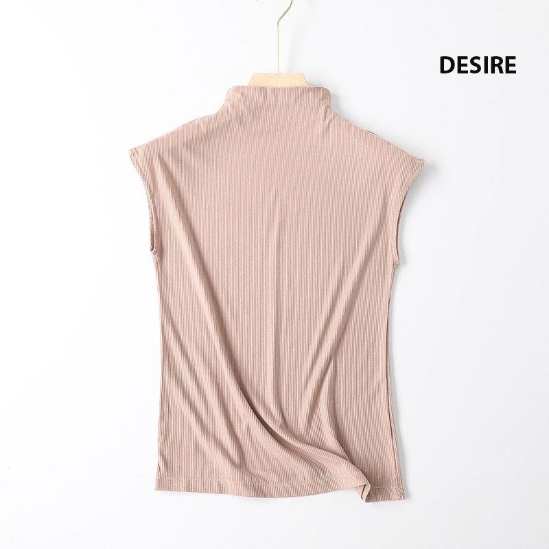 Desire Store, Áo thun cổ lọ ngắn tay thun Modal gân mềm DESIRE A112 - Be, L (45-55 KG) image 11 of 14