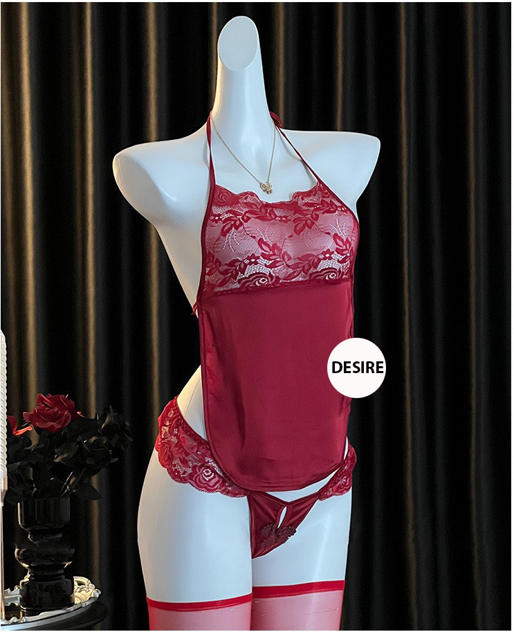 Desire Store, Bộ đồ ngủ yếm lụa ren cột dây quần lọt khe gợi cảm sexy DESIRE VN-8133-1 image 7 of 12