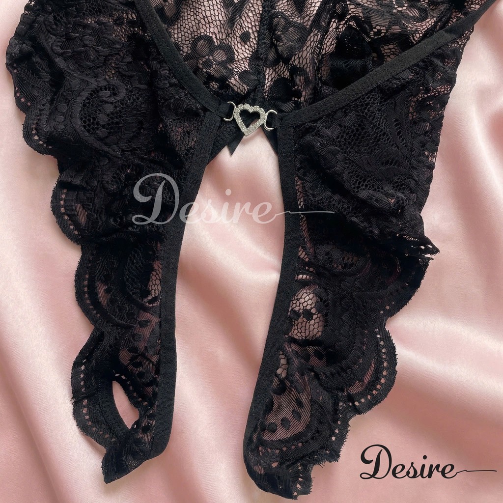 Desire Store, Bodysuit liền thân - Váy ngủ ren xuyên thấu gợi cảm quyên rũ xẻ đáy DESIRE VN-8413 image 8 of 13