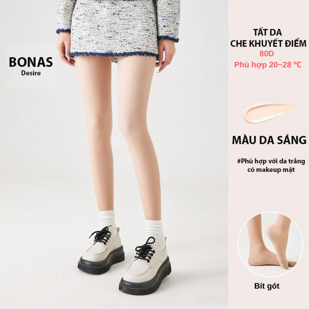 Desire Store, Quần tất BONAS CHÍNH HÃNG màu đen da 0D 15D 80D 200D siêu mỏng tự nhiên thon gọn chân chống tĩnh điện T-006 - 80D - DA SÁNG image 34 of 38