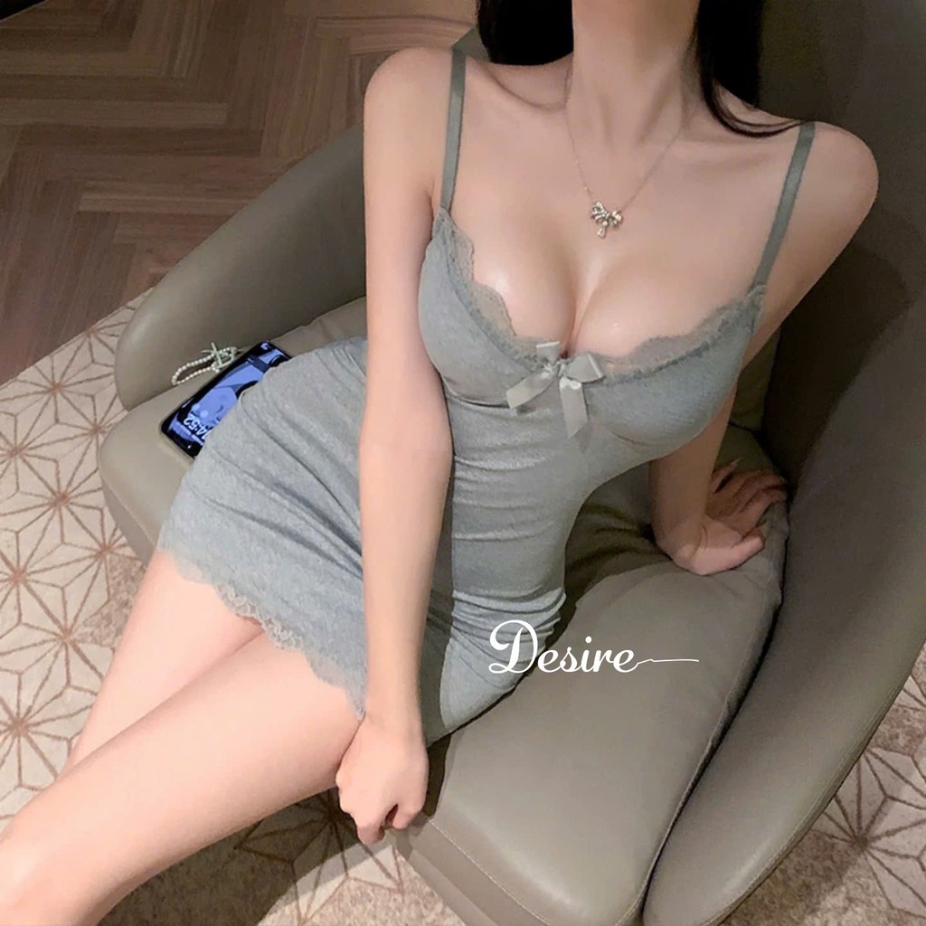 Desire Store, Váy Ngủ Thun Hai Dây Basic Có Mút Đệm Ngực - Váy Ngủ Mặc Nhà Cao cấp DESIRE B88 - Xám, Freesize (40-62Kg) image 16 of 18