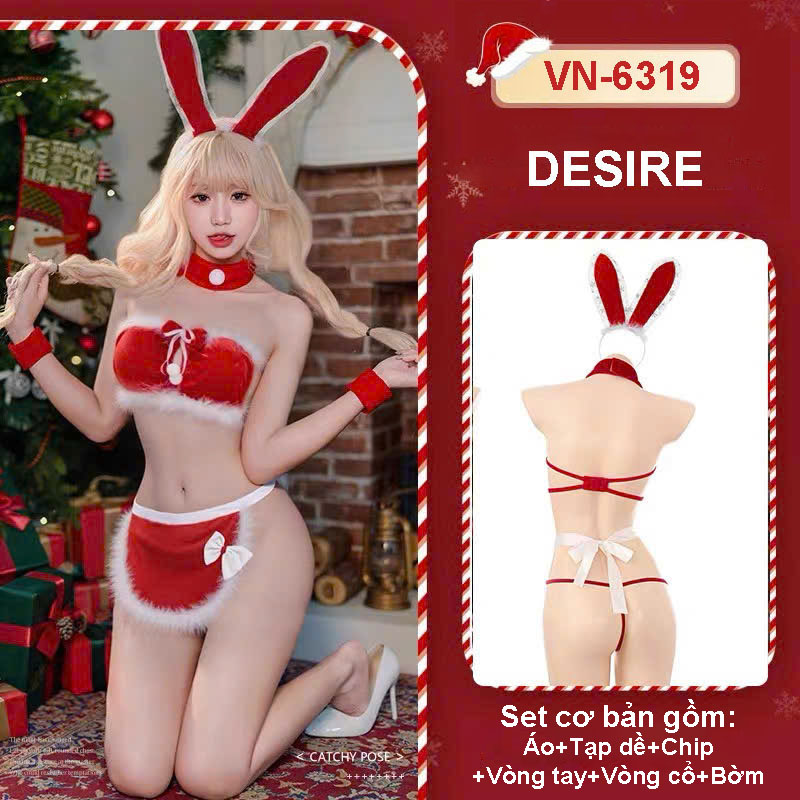Desire Store, Bộ Váy ngủ Cosplay cô nàng thỏ quyến rũ chủ đề Giáng sinh Noel DESIRE VN-6319 - Set cơ bản image 6 of 7