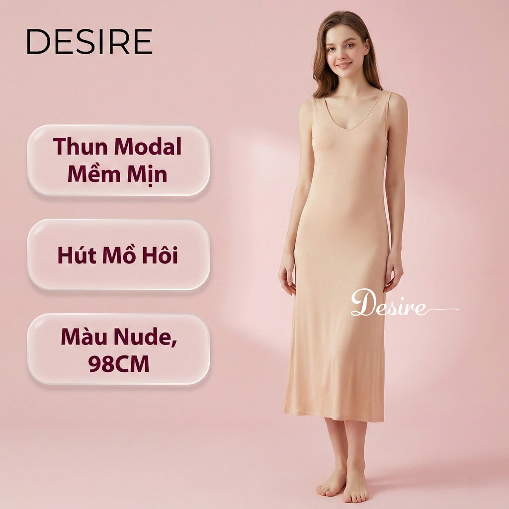 Desire Store, Đầm thun sát nách vải modal (Gỗ sồi) dáng ôm cổ tim mịn mát mùa hè BTM-1012 image 5 of 26