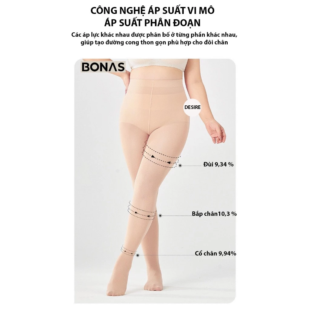 Desire Store, Tất quần 15D BIGSIZE màu đen và da thon gọn dáng che khuyết điểm chính hãng BONAS T-016 image 8 of 13