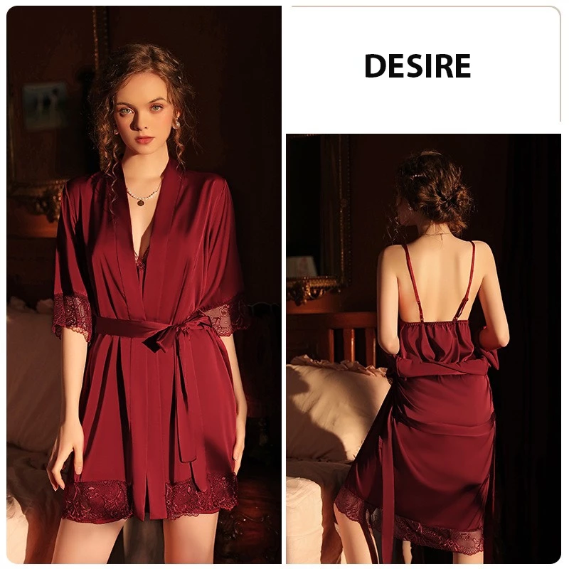 Desire Store, Áo choàng ngủ lụa  sang trọng (Ko kèm Váy) Áo choàng cô dâu Bride VN-245 image 5 of 9
