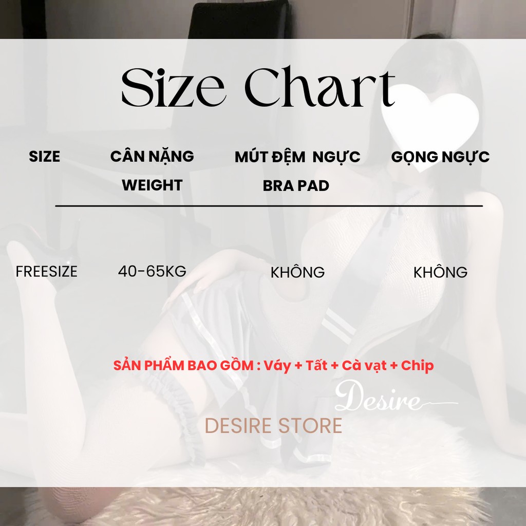 Desire Store, 7441 Bộ đồ ngủ Cosplay Cô Nữ Sinh gợi cảm khoét eo phối lưới xuyên thấu sexy kèm tất DESIRE image 9 of 10