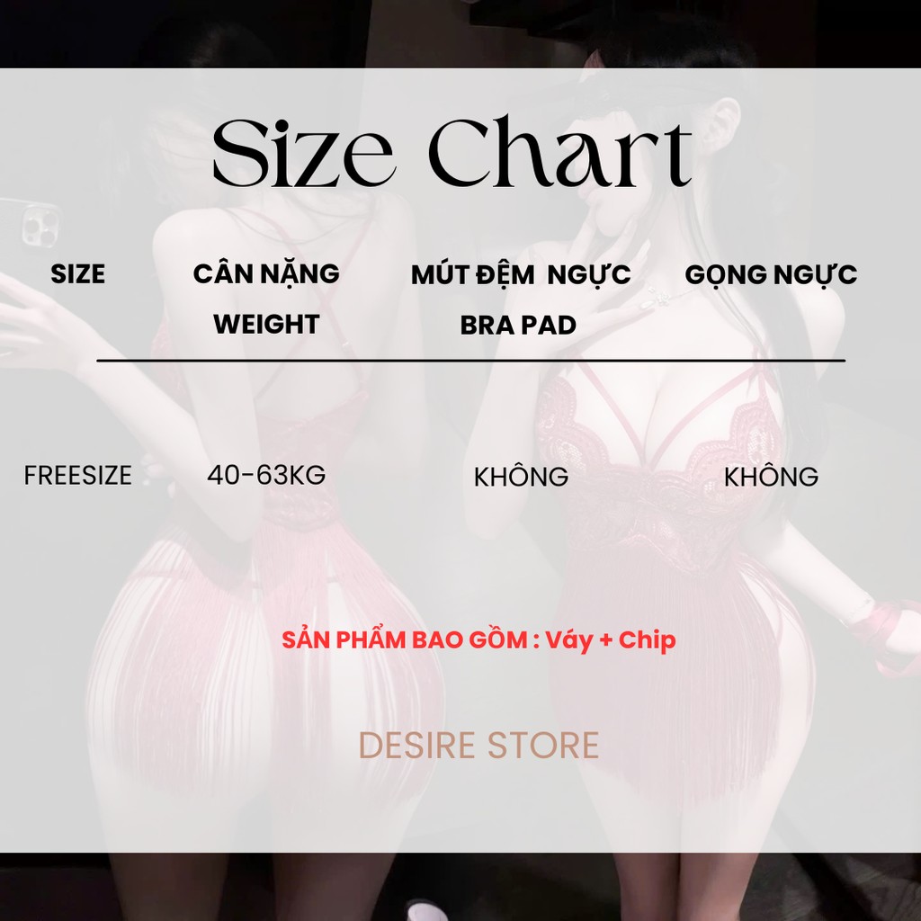 Desire Store, 9539 Váy ngủ ren tua rua sexy - Đầm ngủ hai dây hot girl xuyên thấu gợi cảm DESIRE image 10 of 13