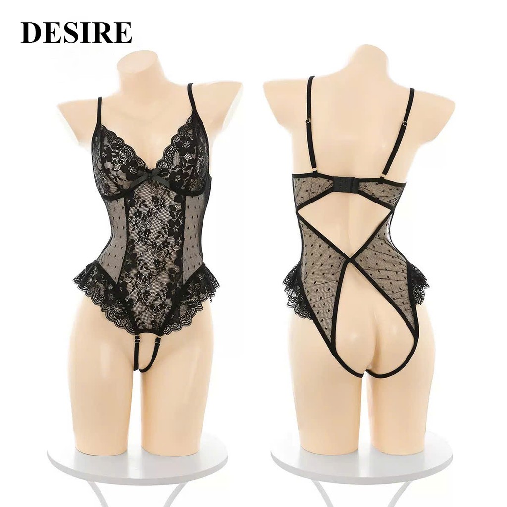 Desire Store, F043 Bodysuit ren đen cúp ngực phối lưới hoa sexy DESIRE image 9 of 15