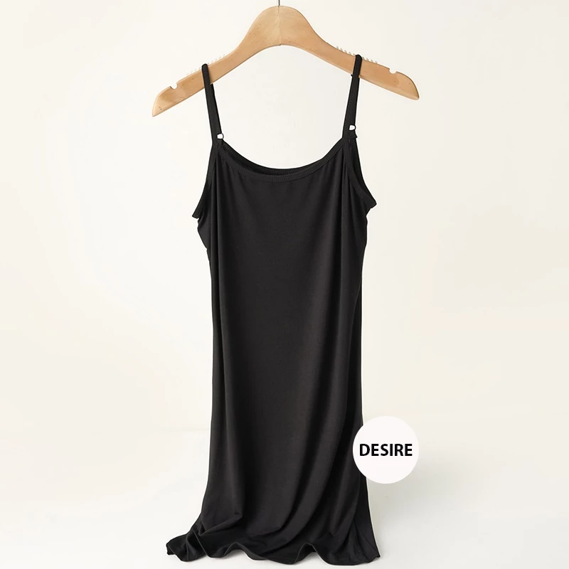 Desire Store, Váy hai dây Váy mặc lót chất thun modal (Gỗ sồi) dáng ôm body cổ ngang có TĂNG ĐƠ điều chỉnh DESIRE VN-062 - Đen Trung 90cm, L image 25 of 30