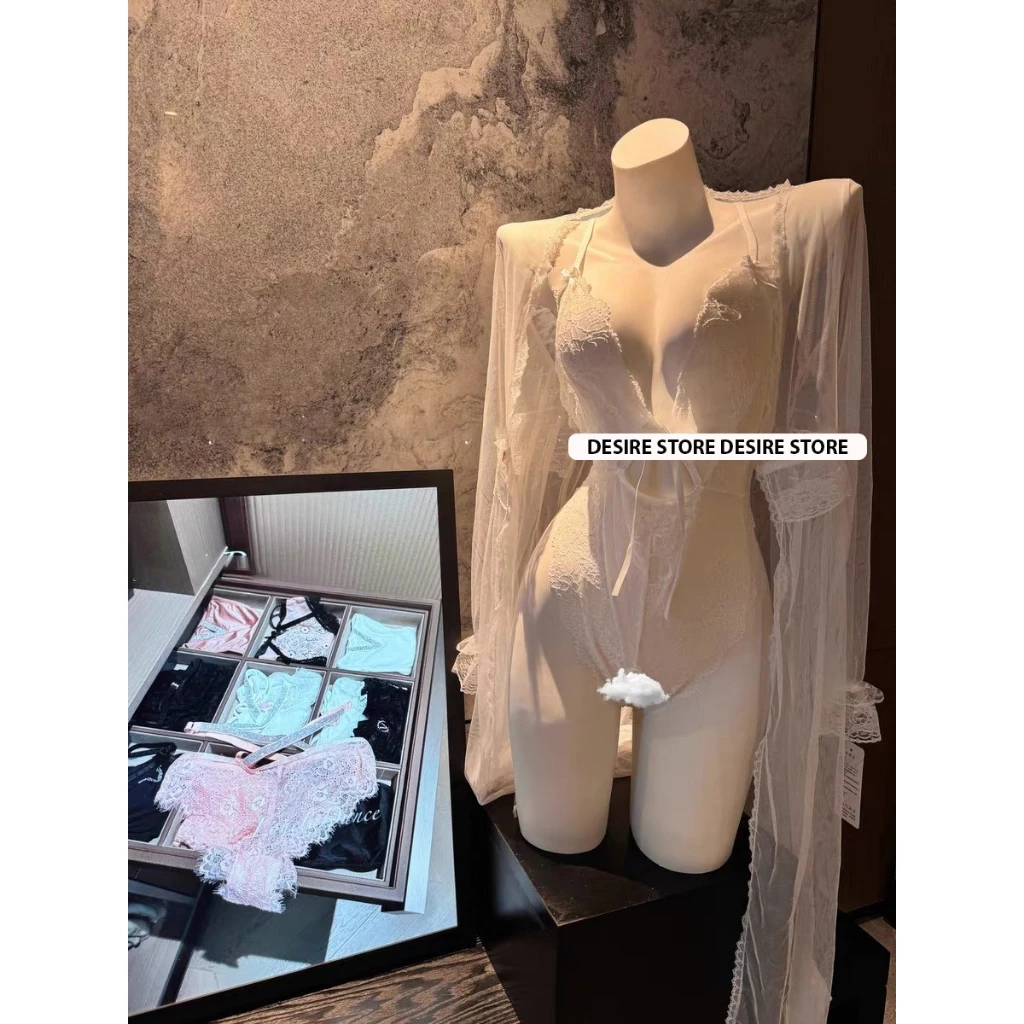 Desire Store, Set Bodysuit và Áo choàng ren xẻ đáy chéo lưng gợi cảm DESIRE VN-8683 - Váy + choàng trắng, L image 16 of 20