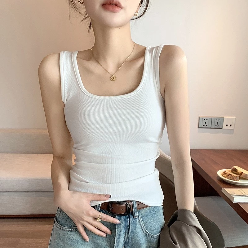Desire Store, Áo ba lỗ dáng ôm cổ chữ U chất thun tăm mềm dày dặn phong cách năng động DESIRE AN-H237 - Trắng, XL image 11 of 13