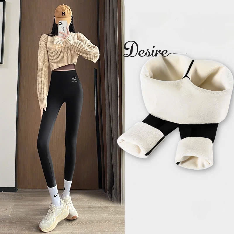 Desire Store, Quần legging cạp cap giữ nhiệt lót nỉ bông dày phong cách năng động thể thao Heitag Cá mập QGN-9113 - Đen Lót lông Trắng, XL(58-65kg) image 10 of 11