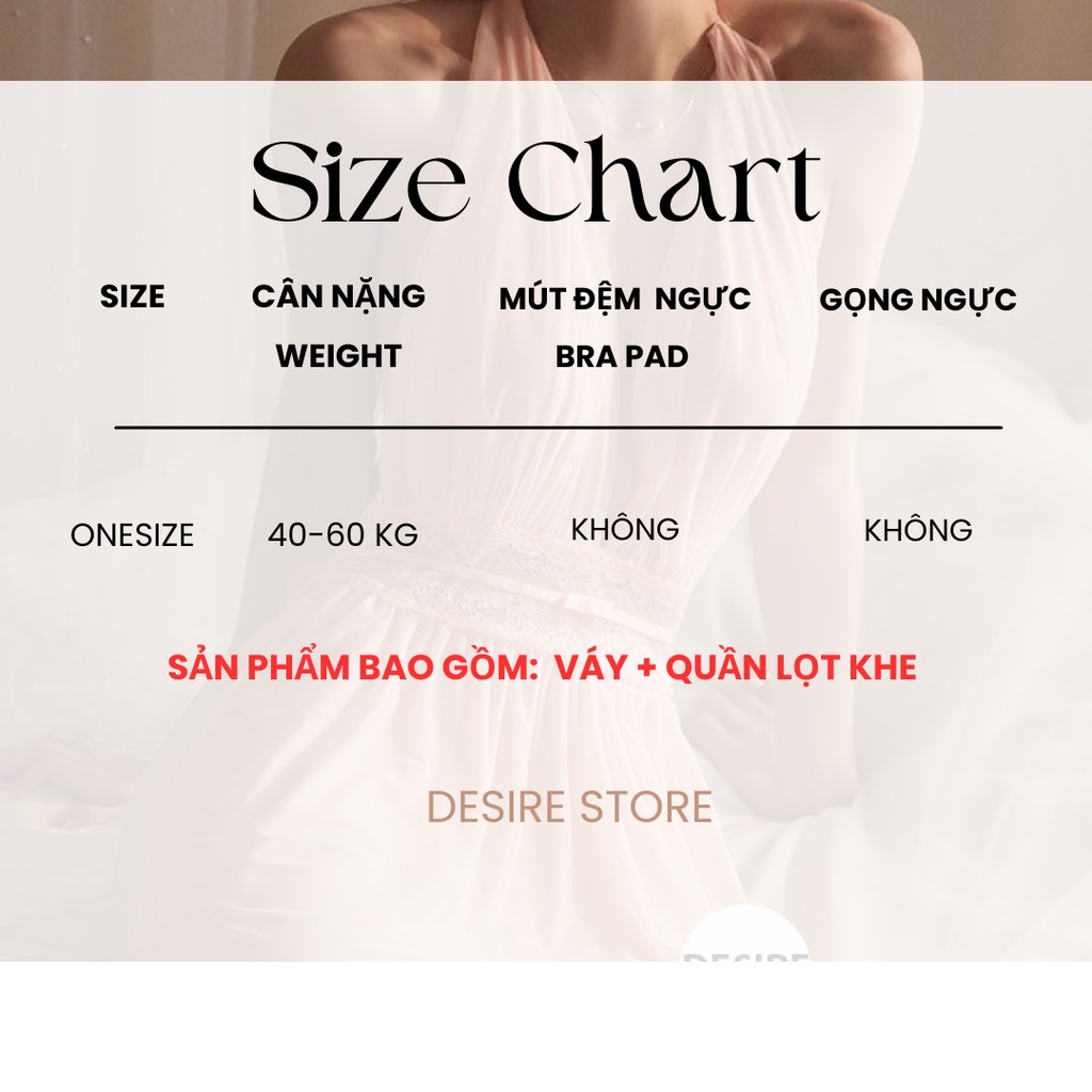 Desire Store, Váy ngủ ren yếm khoét sâu lưng kèm quần lót lọt khe gợi cảm VN-8158 image 8 of 12