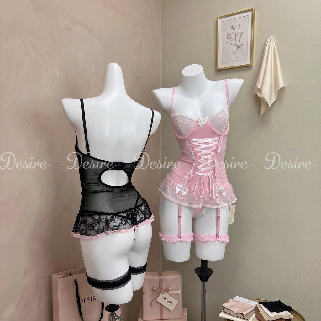Desire Store, 6467 Bodysuit ren đính nơ có gọng kèm dây đeo tất sexy hàng cao cấp loại 1 DESIRE image 4 of 12