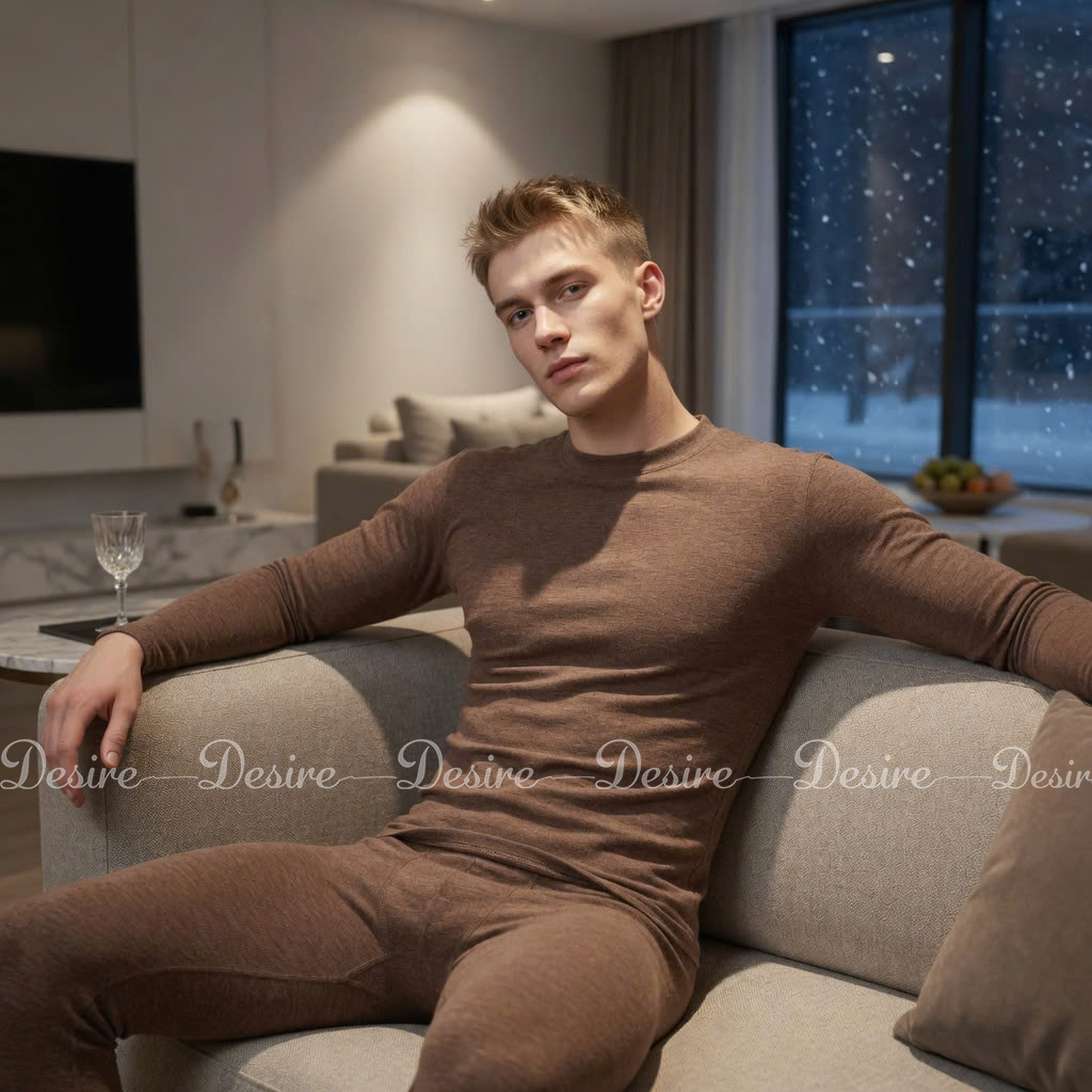 Desire Store, Đồ bộ giữ nhiệt nam lót Len Cashmere cổ cao ấm áp mùa đông cao cấp siêu nhẹ dành cho nam giới DGN-03 (Men's ultra-lightweight thermal set with warm cashmere-blend lining and high-neck design for winter. DGN-03) image 12 of 51