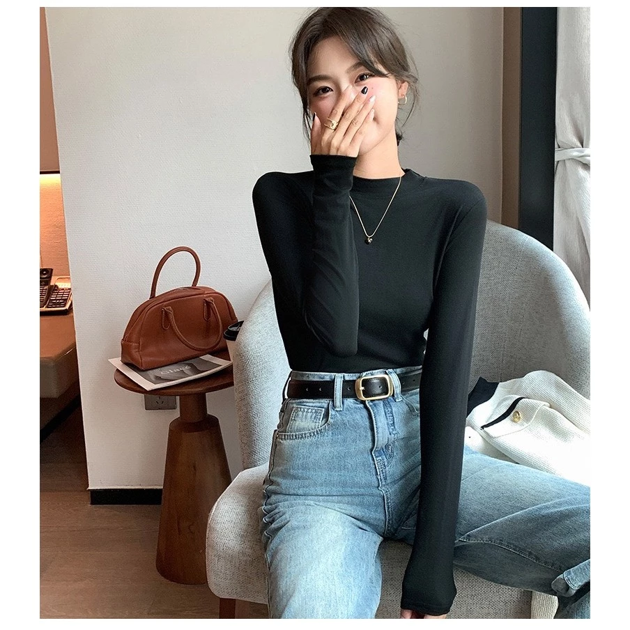 Desire Store, Áo thun dài tay cổ lọ cổ cao lửng chất thun len mềm mại ấm áp mùa thu đông H535 image 8 of 13