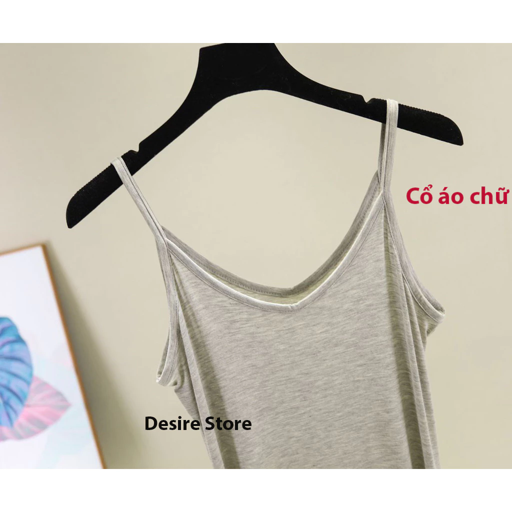 Desire Store, Váy hai dây mặc lót cổ V thun Modal (gỗ sồi) mềm mịn  đầm hai dây mặc lót dáng ôm BTM-1009 image 8 of 30
