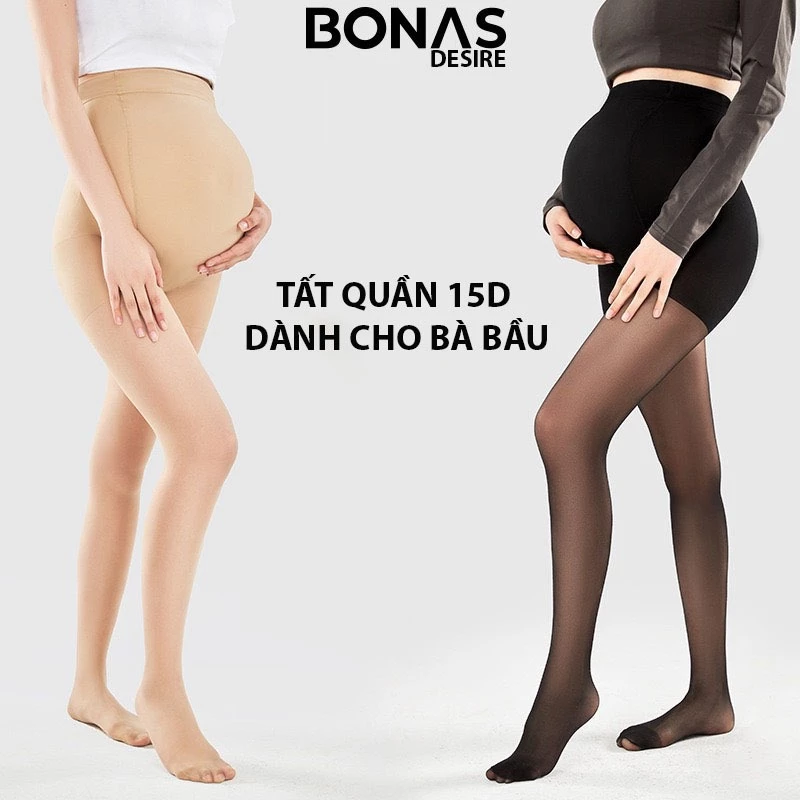 Desire Store, Tất quần mỏng 15D bigsize cho bà bầu có nút điều chỉnh rộng bụng thoải mái hàng chính hãng BONAS T-018 image 1 of 11