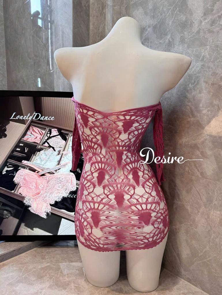 Desire Store, Váy Ngủ Nữ Sexy Ren Lưới Xuyên Thấu - Đầm Ngủ Ôm Body Trễ Vai Gợi Cảm Tôn Dáng DESIRE VN-7547 image 9 of 11
