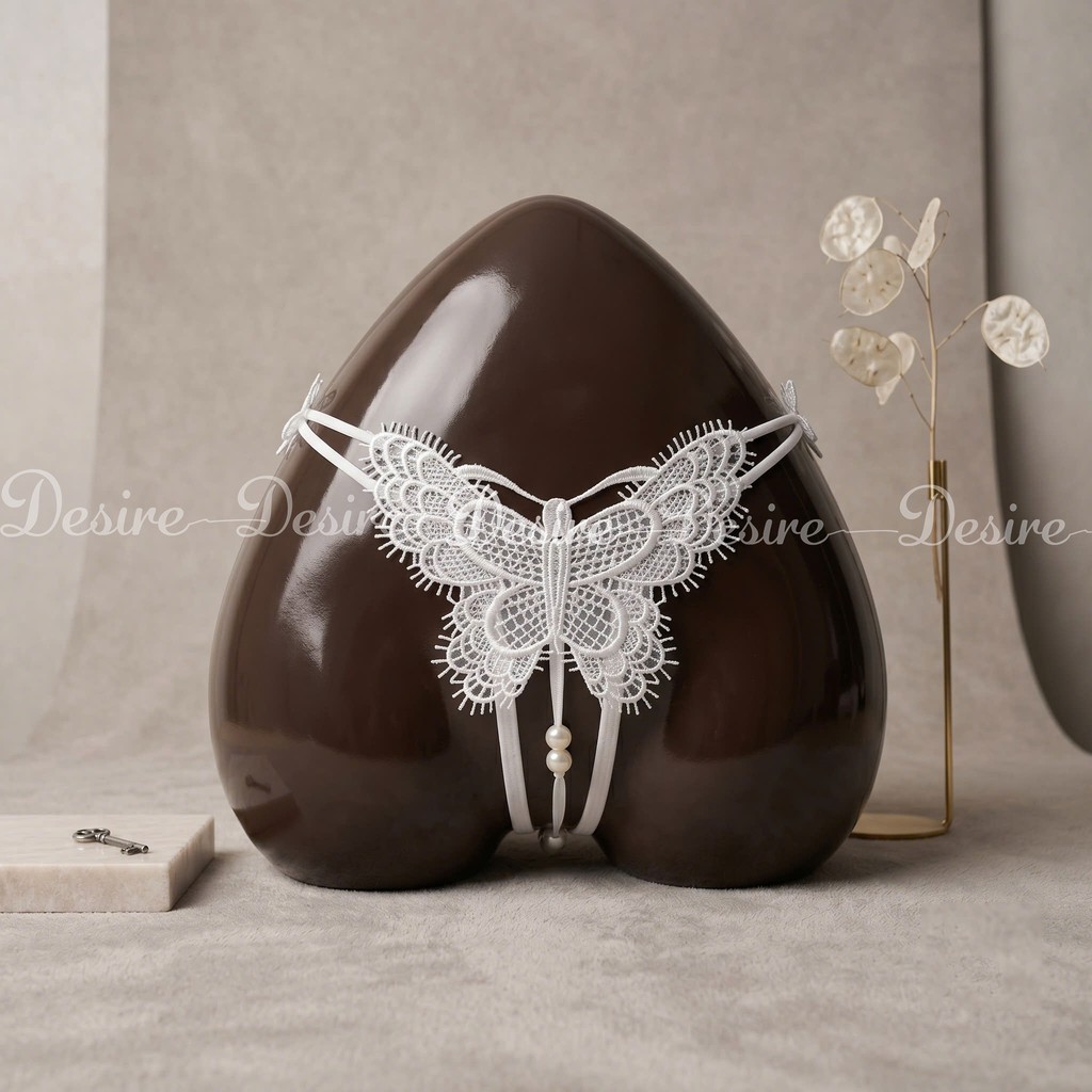 Desire Store, Quần lót ren lọt khe xẻ đáy đính sexy gợi cảm QL-015 - Trắng, Lẻ 1 quần image 7 of 11