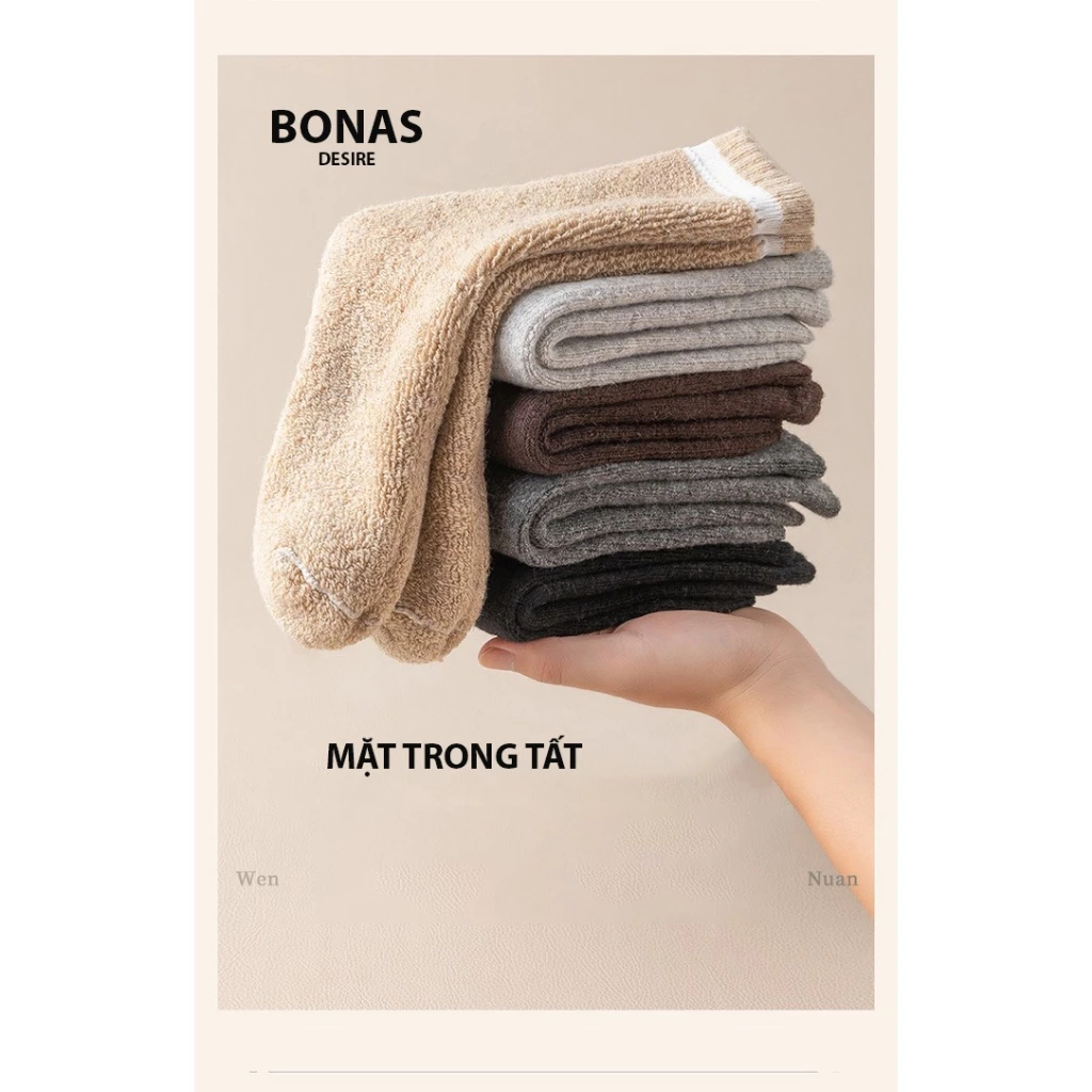 Desire Store, Combo Tất len dày siêu ấm chính hãng BONAS Style Nhật Bản phong cách đơn giản sang trọng MW-1884 image 4 of 14