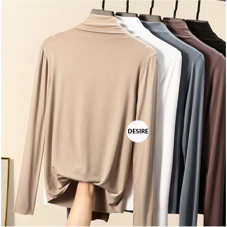 Desire Store, Áo thun dài tay cổ lọ chất thun cotton lạnh phong cách thu đông 2023 AN-02 image 1 of 17