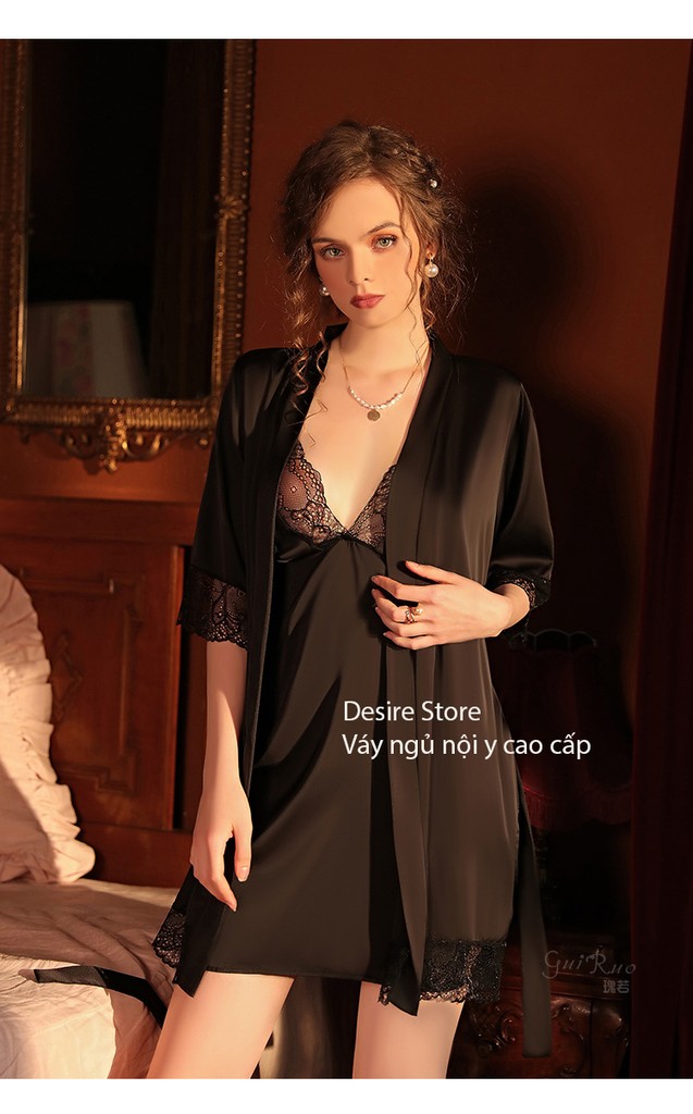 Desire Store, Áo choàng ngủ lụa  sang trọng (Ko kèm Váy) Áo choàng cô dâu Bride VN-245 image 3 of 9