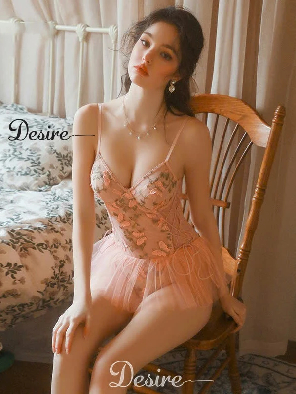 Desire Store, Bodysuit Ren Thêu Hoa Sexy - Đồ Ngủ Liền Thân Xuyên Thấu Gợi Cảm Phong Cách Nàng Thơ DESIRE 1306 image 5 of 12