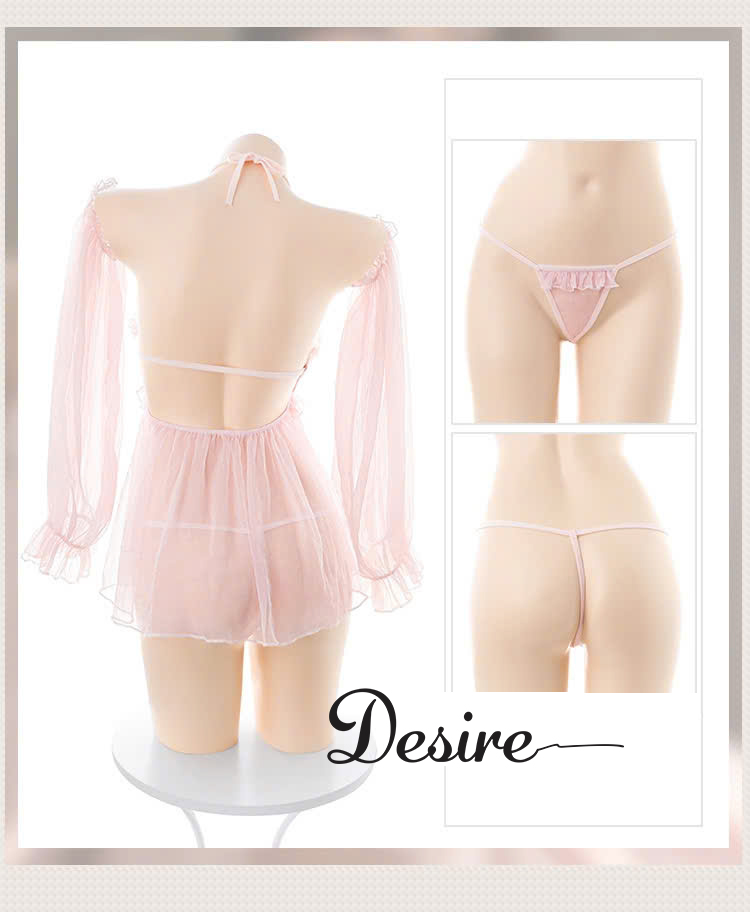 Desire Store, Váy ngủ cài ngực trước voan mềm tay bồng sexy DESIRE VN-6115 image 9 of 11