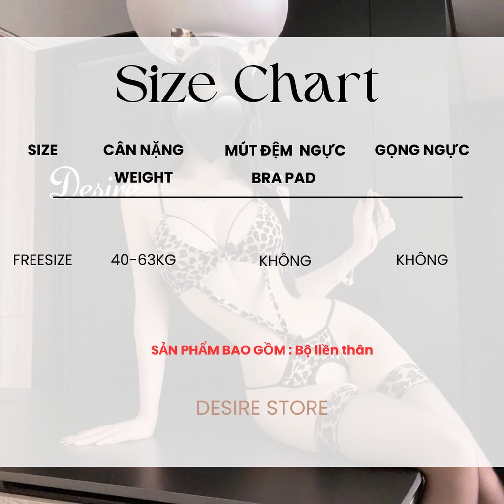 Desire Store, T842 Bộ bodysuit hoạ tiết DA BÁO - Bộ đồ ngủ liền thân sexy gợi cảm DESIRE image 8 of 10