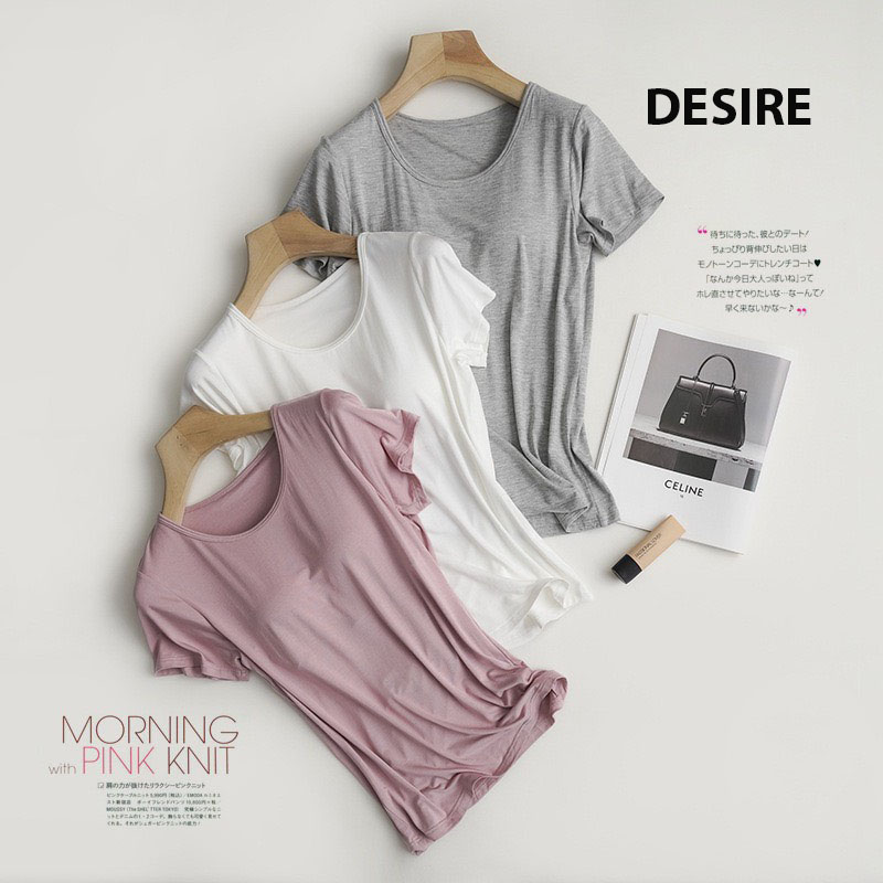 Desire Store, Áo thun ngắn tay có mút ngực thun Vicose cao cấp A2302 image 2 of 15