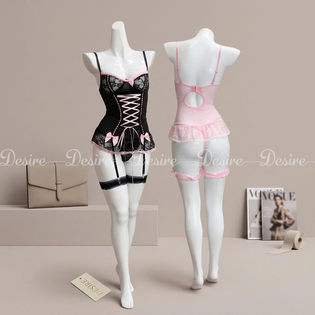 Desire Store, 6467 Bodysuit ren đính nơ có gọng kèm dây đeo tất sexy hàng cao cấp loại 1 DESIRE image 7 of 12