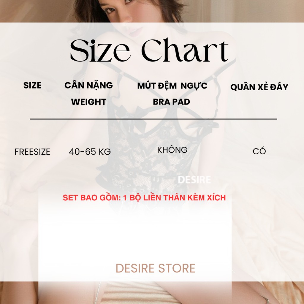 Desire Store, Váy ngủ ren liền thân xẻ đáy bodysuit ren gợi cảm DESIRE VN-8625-1 image 10 of 13