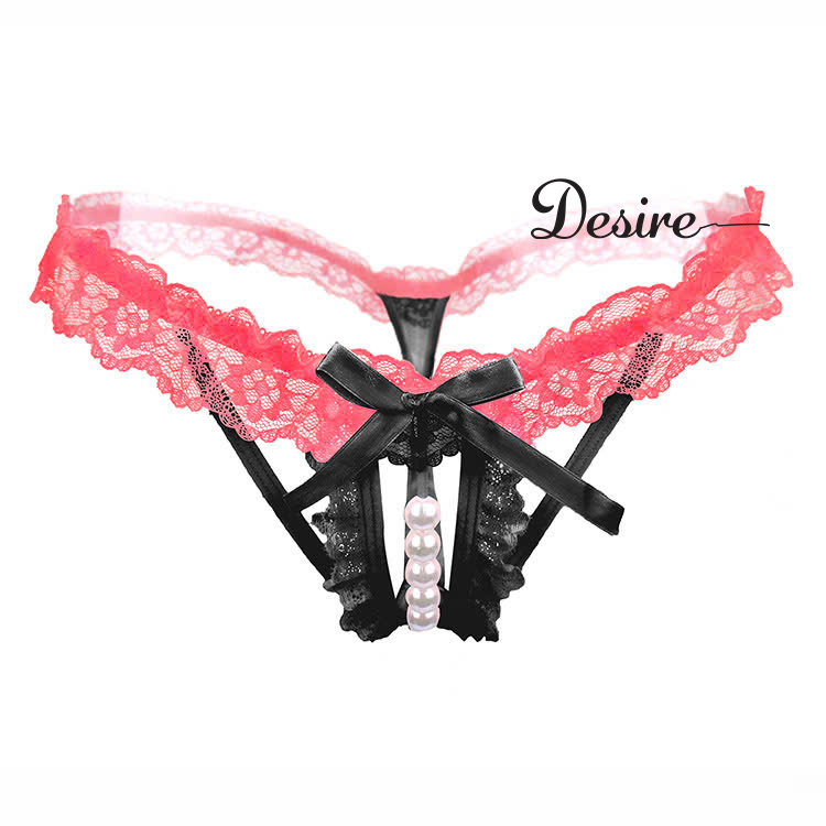 Desire Store, Quần lót nữ ren xuyên thấu Quần lót lọt khe Desire QL-2167 - Hồng phối đen, 3 quần image 8 of 8