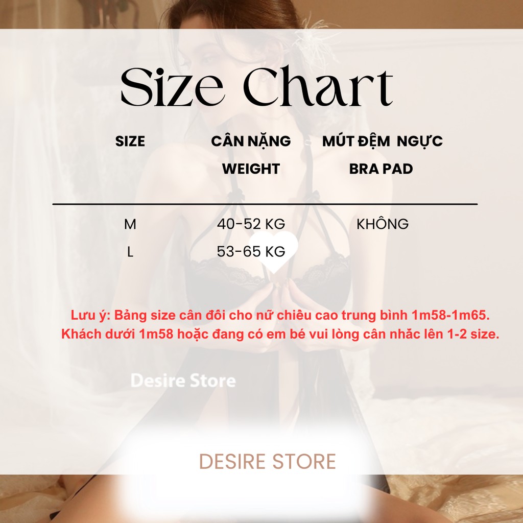 Desire Store, Váy ngủ xuyên thấu xẻ sexy ren kèm quần chip Desire VN-8354 image 6 of 10