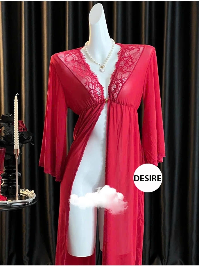 Desire Store, Áo choàng ren dáng dài cài ngực trước gợi cảm sang trọng DESIRE VN-84491 image 4 of 11