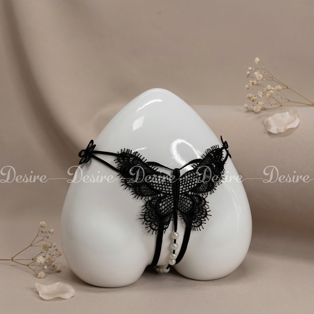 Desire Store, Quần lót ren lọt khe xẻ đáy đính sexy gợi cảm QL-015 - Đen, Lẻ 1 quần image 9 of 11