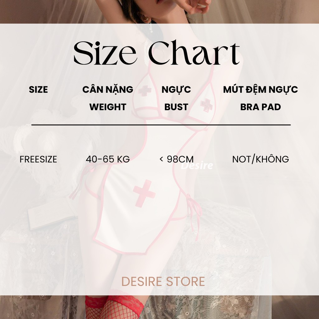 Desire Store, Bộ đồ ngủ Cosplay cô y tá sexy gợi cảm đầy đủ phụ kiện DESIRE VN-8839 image 8 of 10