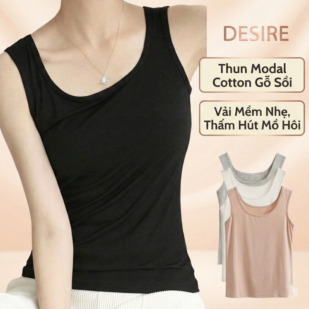 Desire Store, Áo Ba Lỗ Sát Nách Thun Modal (Gỗ sồi) mát mịn phong cách năng động ANN-060 image 8 of 26