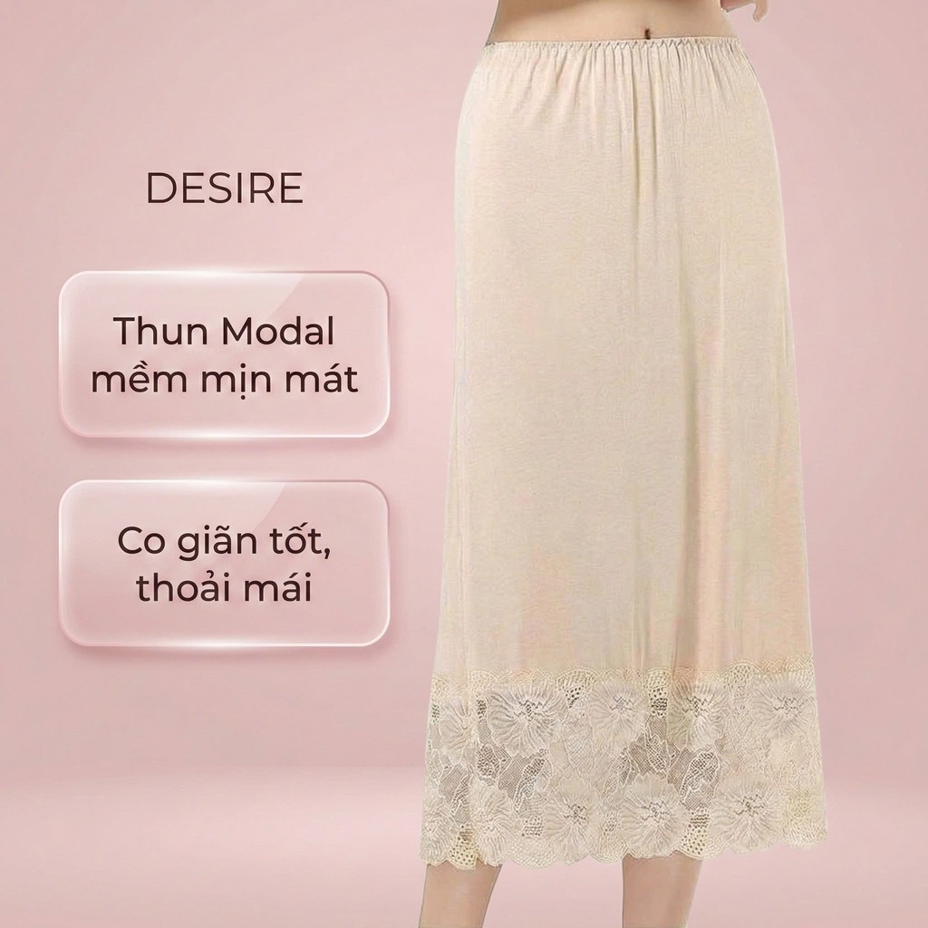 Desire Store, Chân Váy lót thun modal  (gỗ sồi) dáng xòe rộng thoải mái - Chân váy mặc lót thun mịn mát Desire VN-064 image 7 of 40