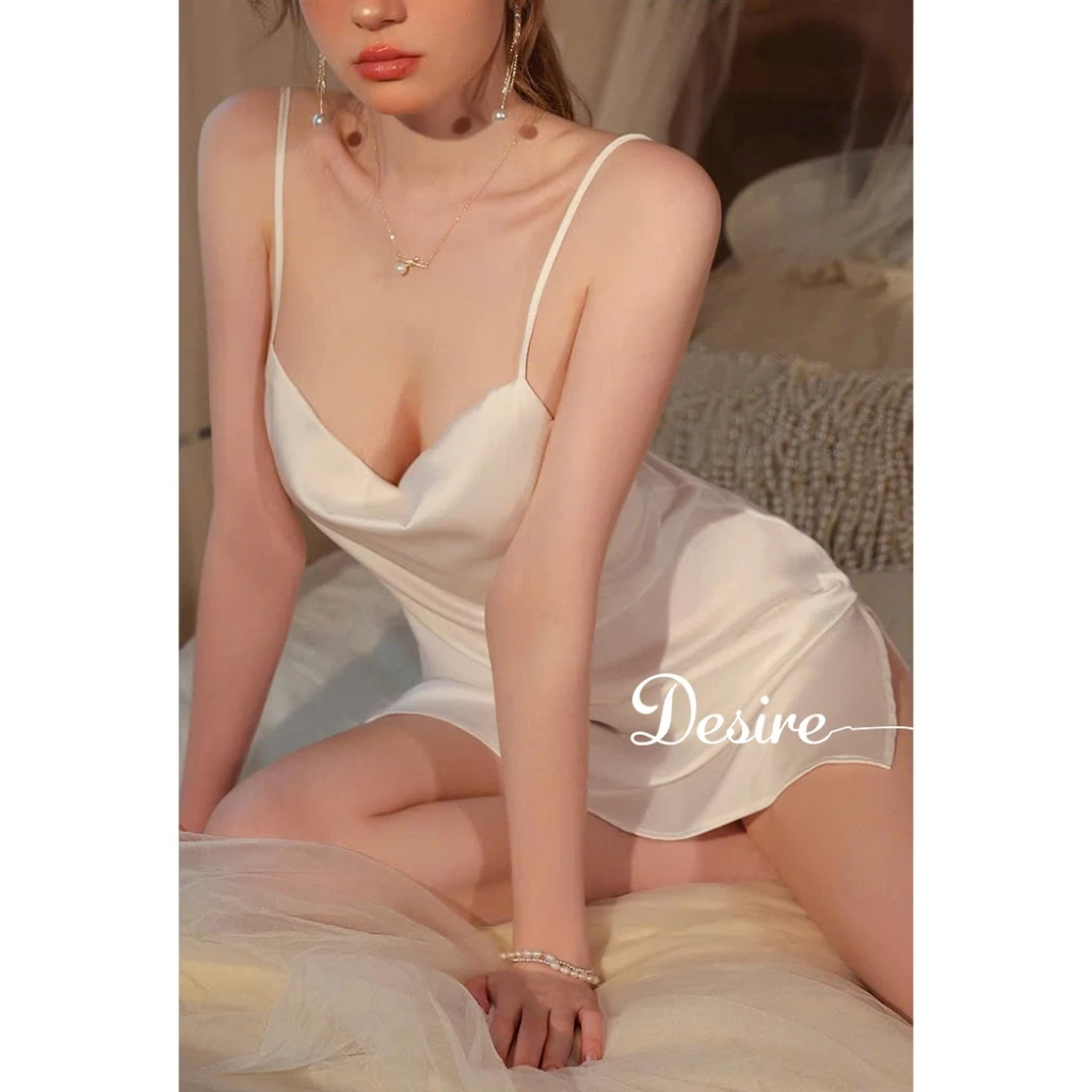 Desire Store, Váy ngủ lụa satin cao cấp -  Váy ngủ hai dây thiết kế cổ đổ hở lưng tôn dáng sexy DESIRE 1910 image 6 of 18