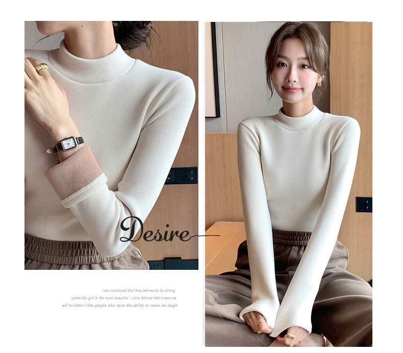 Desire Store, Áo cổ lọ chất Nhung len tăm lót lông cừu dày giữ nhiệt mùa đông ấm áp DESIRE H331 image 8 of 11