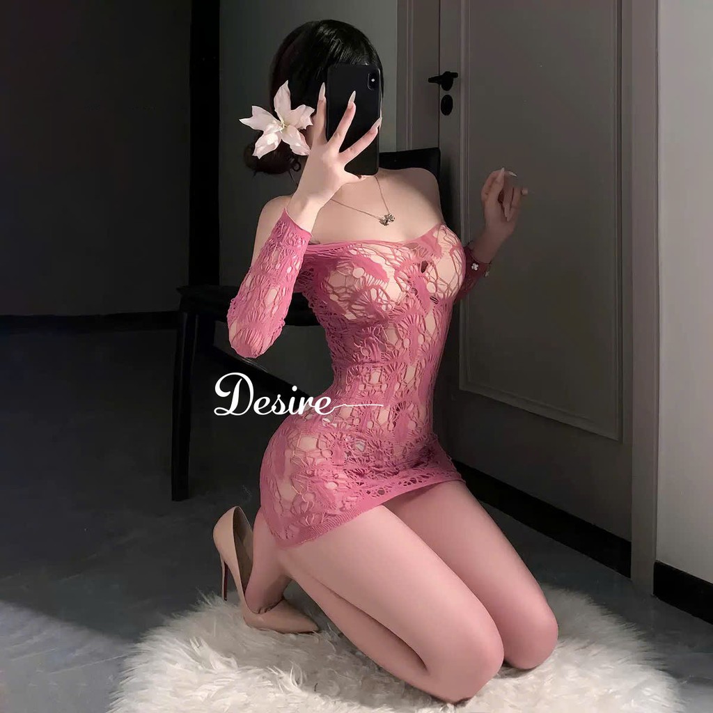 Desire Store, Váy Ngủ Nữ Sexy Ren Lưới Xuyên Thấu - Đầm Ngủ Ôm Body Trễ Vai Gợi Cảm Tôn Dáng DESIRE VN-7547 image 3 of 5