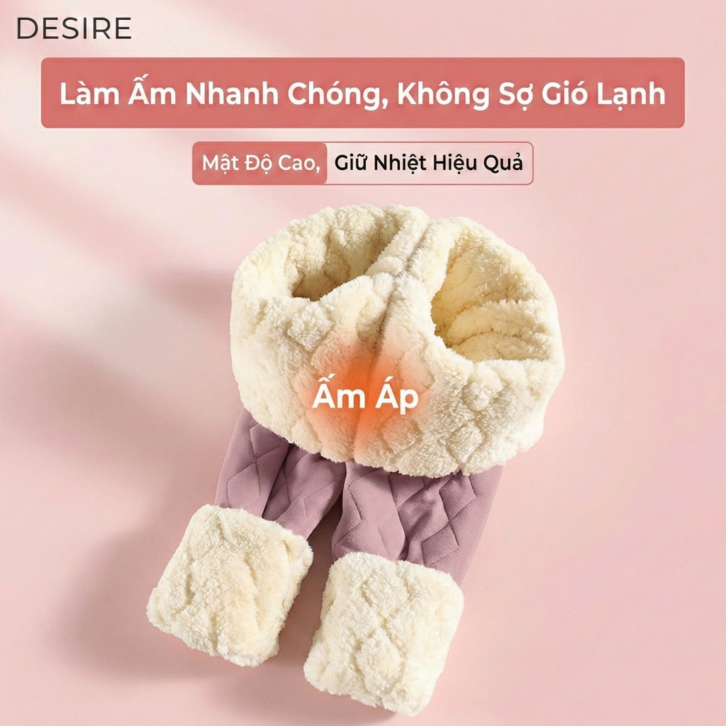 Desire Store, Quần legging lưng cao lót lông cừu dày nhung mịn giữ nhiệt mùa đông ấm áp định hình dáng QGN-9134 image 8 of 12