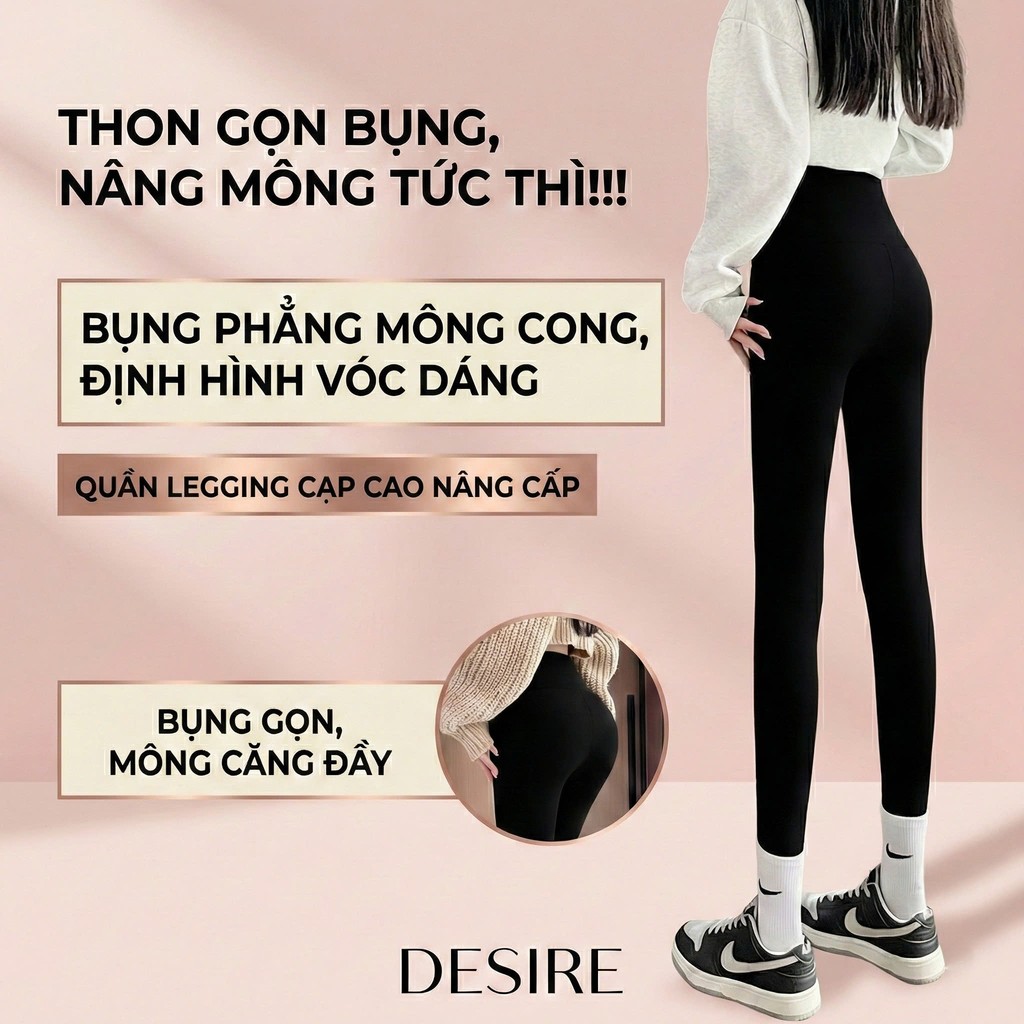 Desire Store, Quần legging cạp cap giữ nhiệt lót nỉ bông dày phong cách năng động thể thao Heitag Cá mập QGN-9113 image 7 of 14