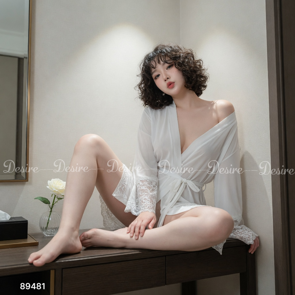 Desire Store, Áo Choàng Ngủ Nữ Dáng Dài Ren Lưới Xuyên Thấu DESIRE VN-89481 - Áo Khoác Đồ Ngủ Quyến Rũ DESIRE 89481  (Women's Long Sheer Mesh & Lace Kimono Robe - Elegant Sheer Sleepwear Cover-Up DESIRE 89481) image 21 of 24